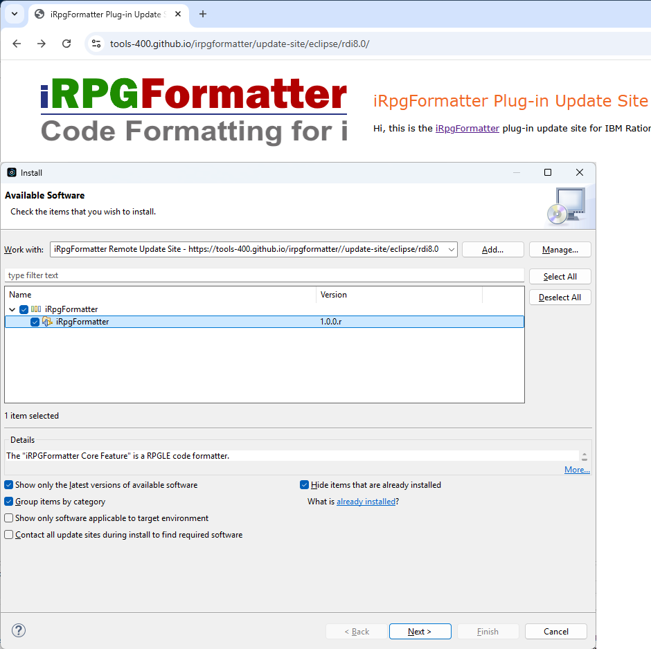 RDi: Install new software