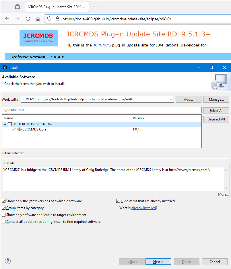 RDi: Install new software